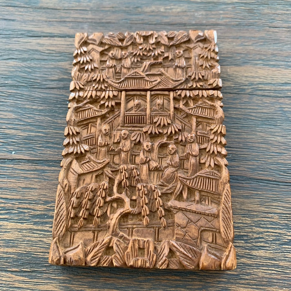 Vintage antique hand carved card cases - Picture 2 of 6